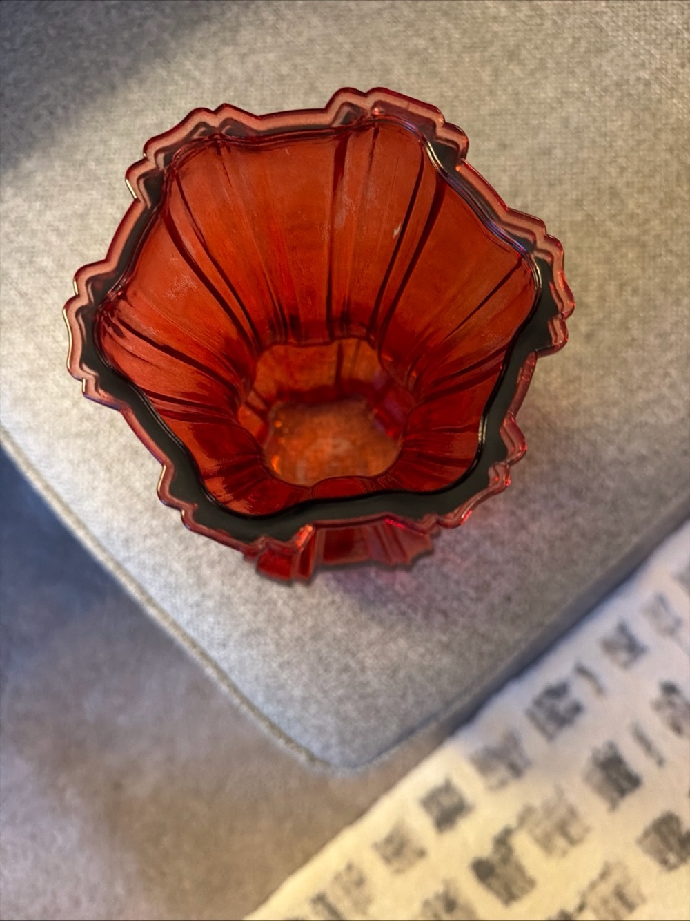 Indiana Glass Red Ribbed Vase - Picture 2 of 3